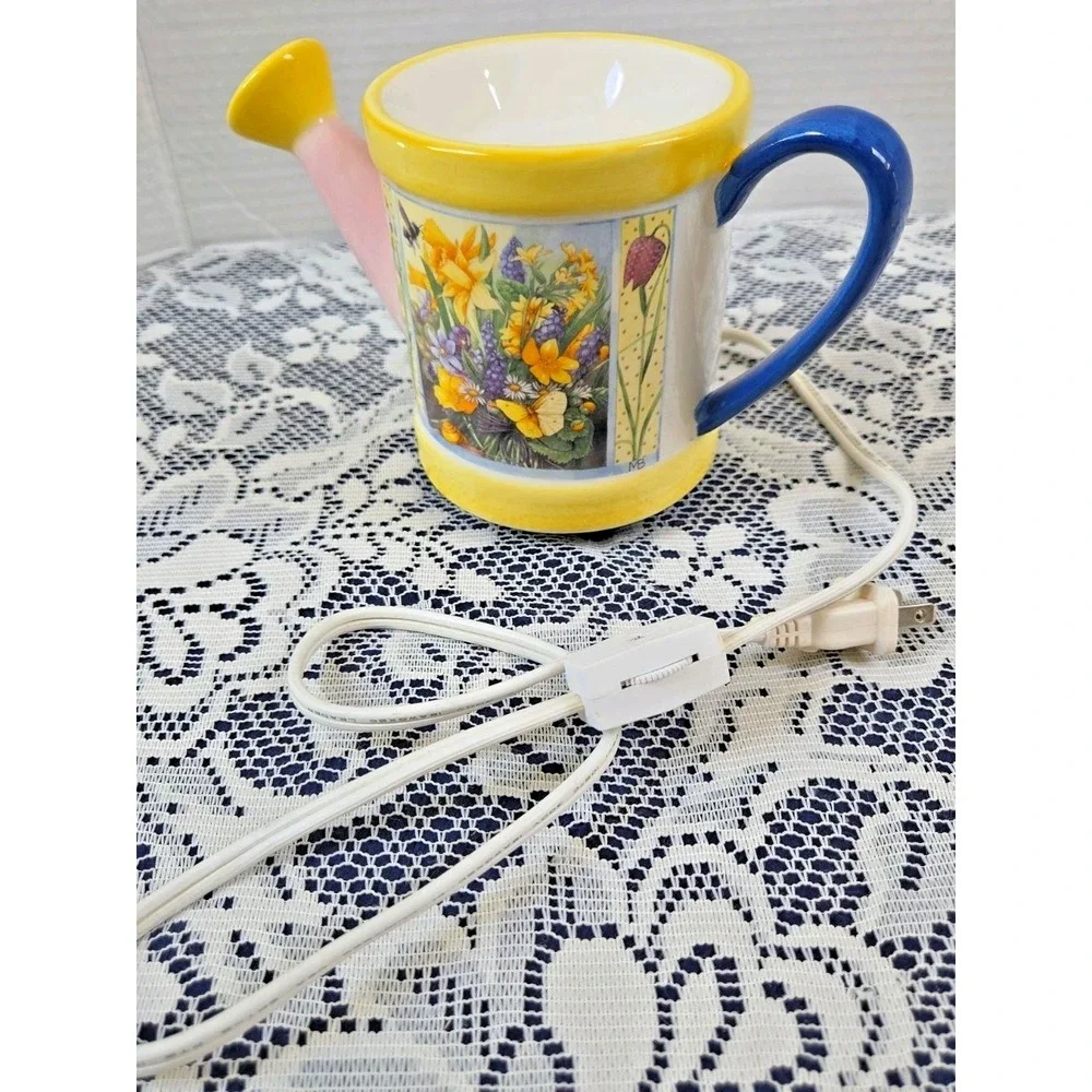 Electric Wax Warmer Gardening Theme Watering Can Daffodils Butterflies Pastels
